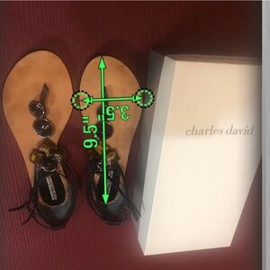 Preowned Charles David GLINT black leather sandals